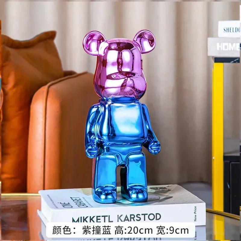 28cm Aesthetic Bear Figurine – Luxury Ceramic Plated Animal Sculpture - In home decor