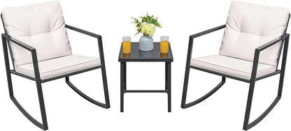 Garden bistro set with tempered glass table