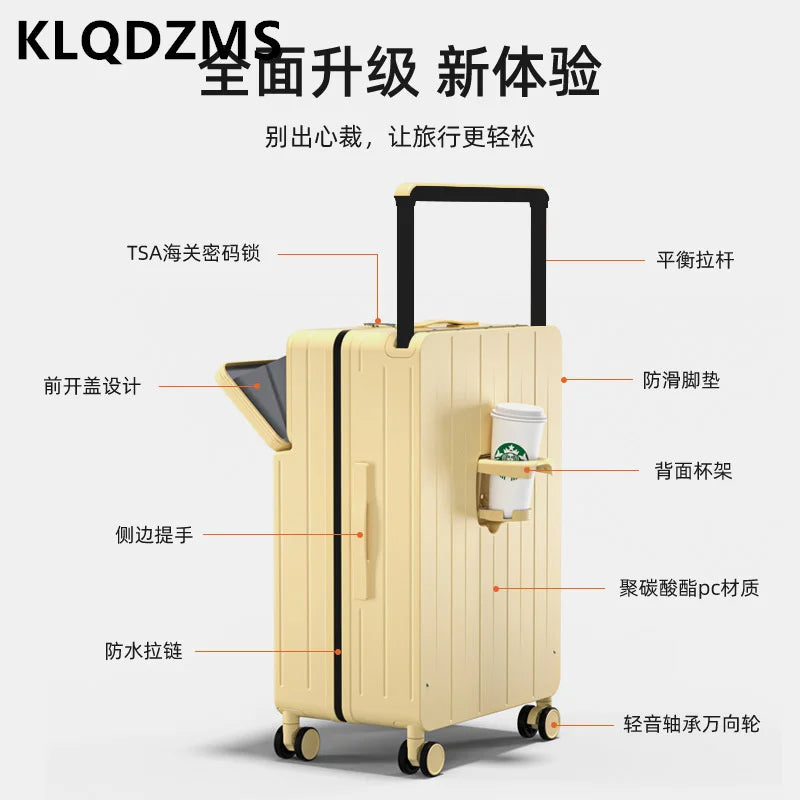 20&quot;-26&quot; Wide Pull Bar Suitcase Front-Opening Suitcase