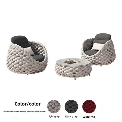 Assembled Outdoor Rattan Sofa Set, Ready for Balcony or Garden Use