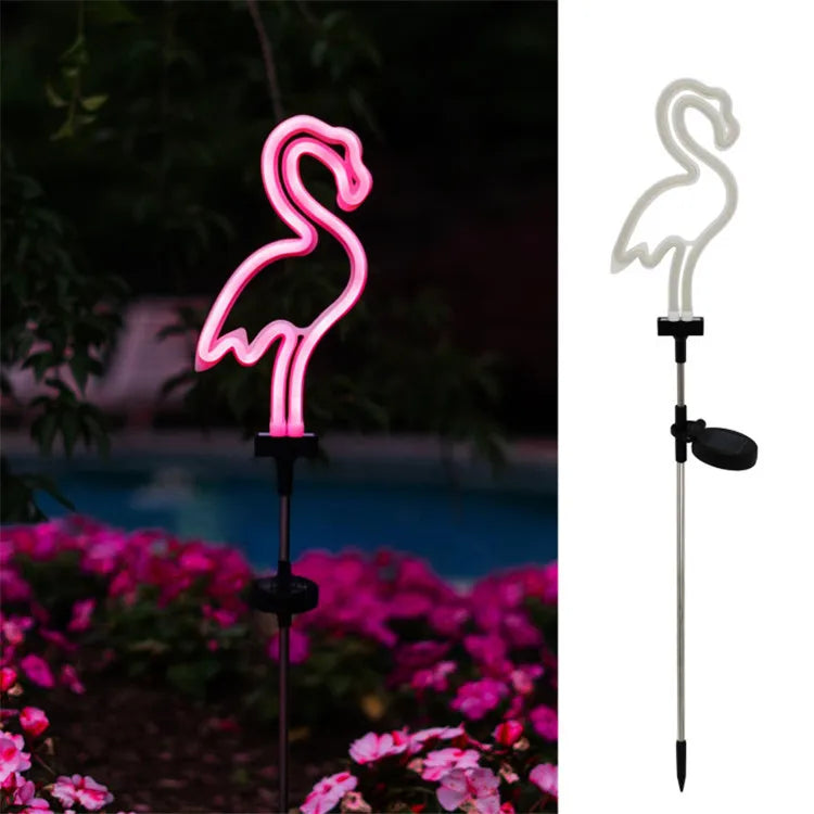 Solar-Powered Flamingo LED Night Light