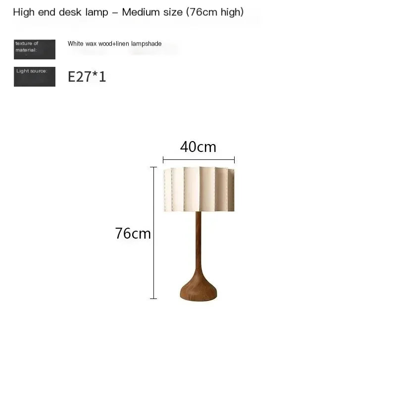 Measurement chart of a high-end desk lamp with dimensions on a white background