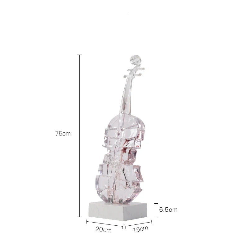 Modern art sculpture: a large champagne gold violin