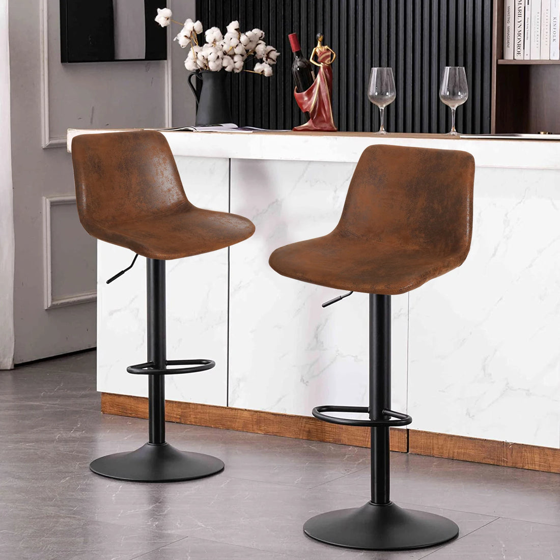Industrial vintage tall bar stool with adjustable height