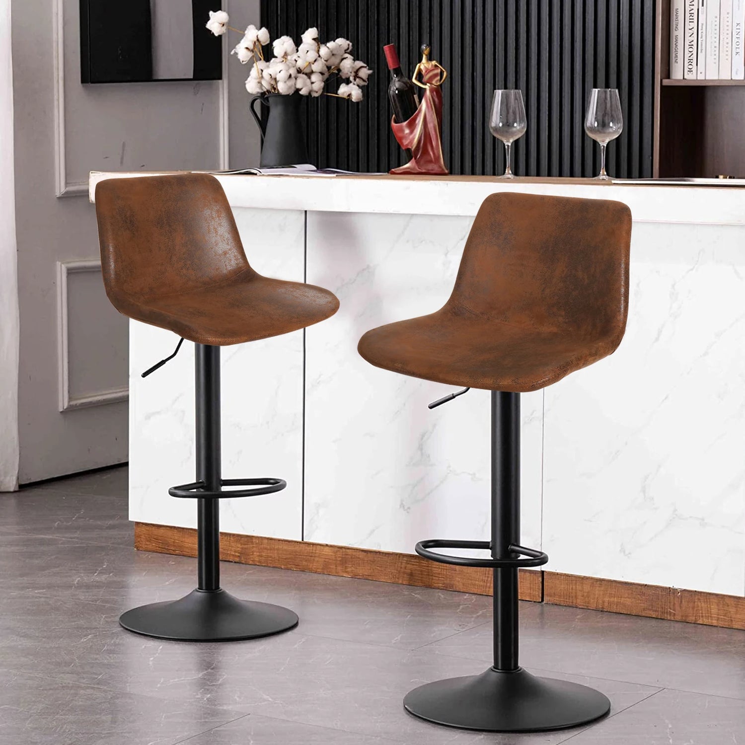 Industrial vintage tall bar stool with adjustable height