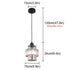 Pendant light with measurements on a white background