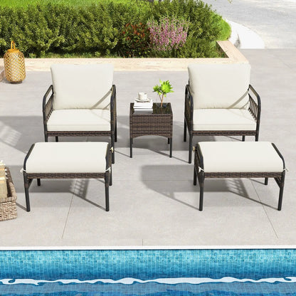 compact rattan garden furniture with footrests