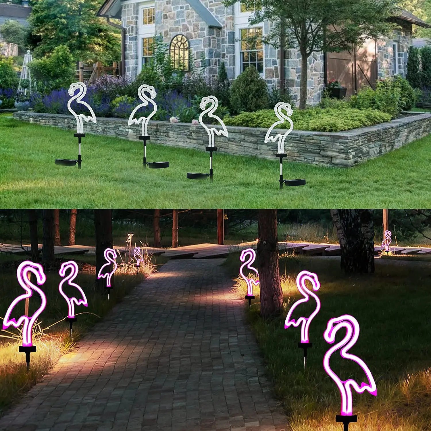 Solar-Powered Flamingo LED Night Light