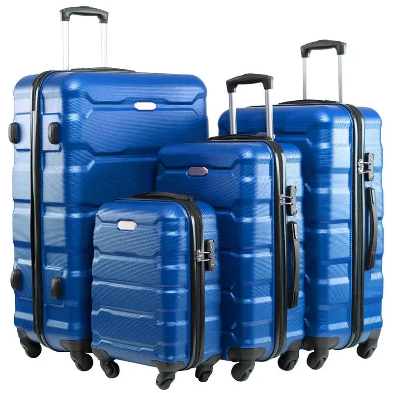 2025 lightweight 4-piece luggage set in ABS+PC material with spinner wheels.