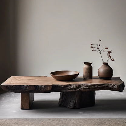 Wabi Stillwind Wood Coffee Table  Solid Antique Modern Living Room Décor