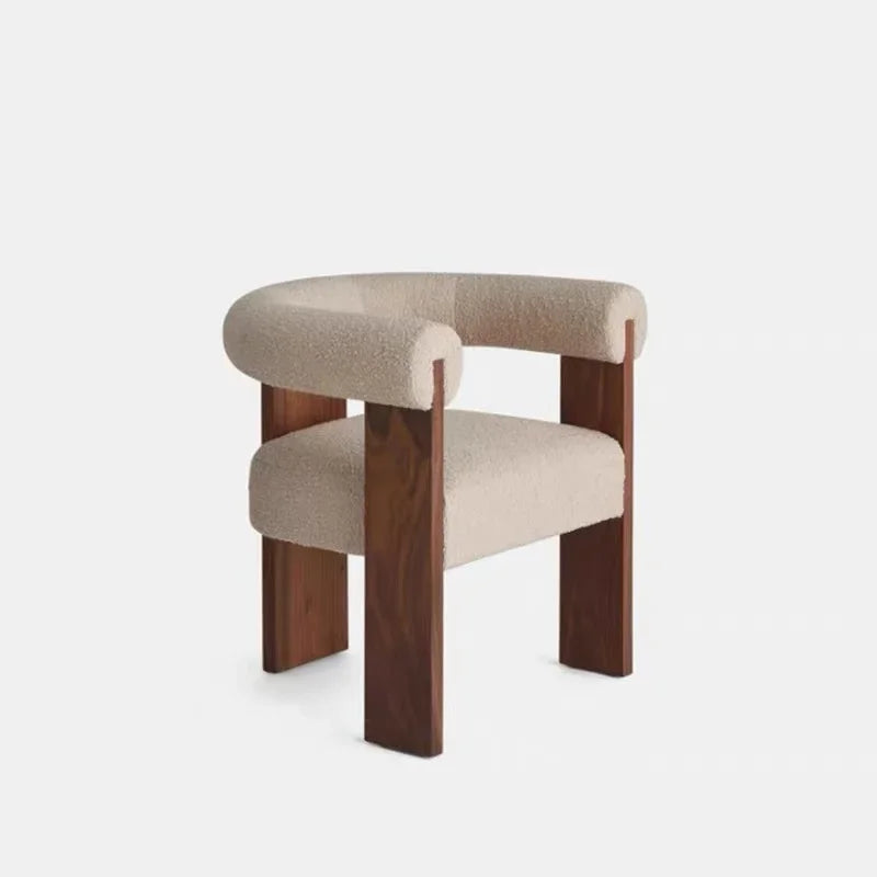 Luxury Lambskin Solid Wooden Dining Chair Modern Comfort for Homes