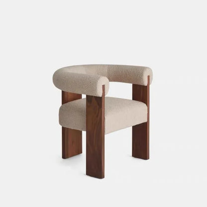 Luxury Lambskin Solid Wooden Dining Chair Modern Comfort for Homes