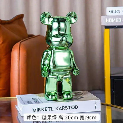 28cm Aesthetic Bear Figurine – Luxury Ceramic Plated Animal Sculpture - In home decor