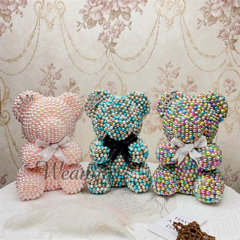 Weanyy Pearl Bear with Clear Box Gift for Valentine’s Day,Birthday,Anniversary &amp; Bridal Showers Home/Party/Wedding Decorations
