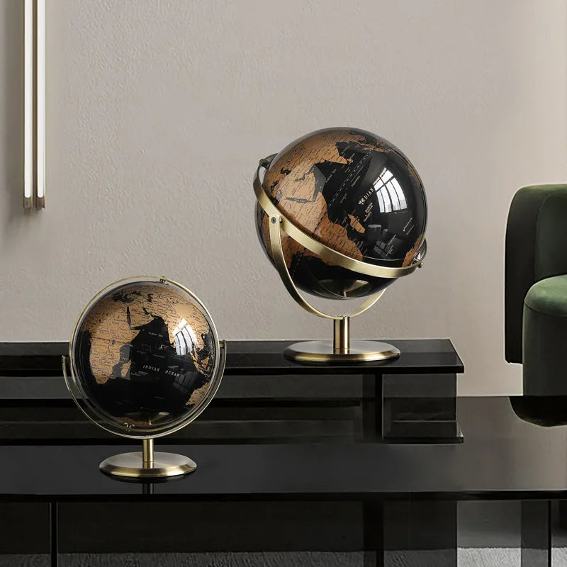 Modern Black and Gold World Globe