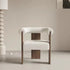Modern Wooden Armchair for Dining: Comfortable lambskin seat and supportive solid wood handrests.
