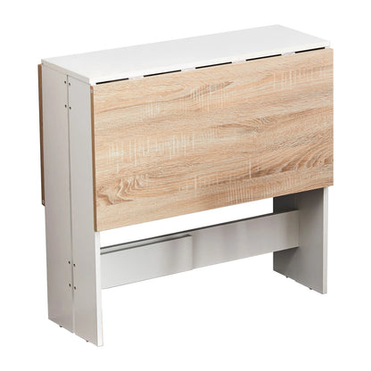 Side view of foldable dining table showcasing sturdy design.