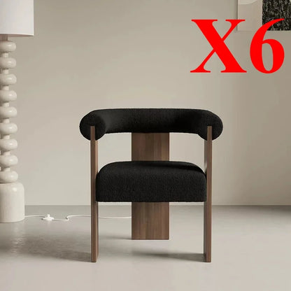 Modern Wooden Armchair for Dining: Comfortable lambskin seat and supportive solid wood handrests.