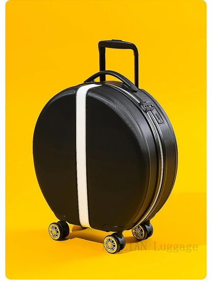 Rounded 18-inch cabin trolley luggage in ABS material with TSA lock.