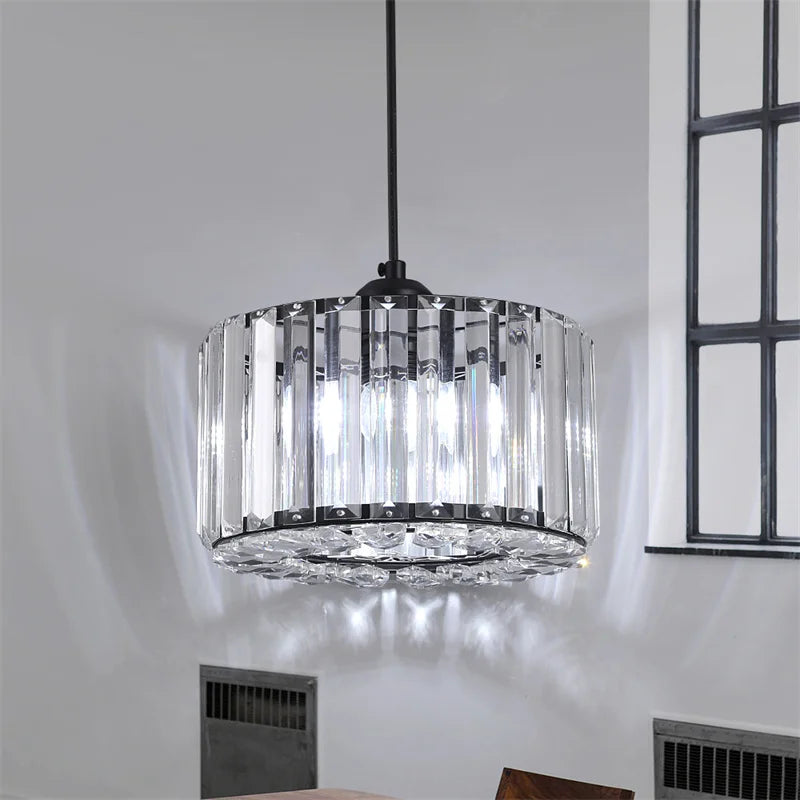 Art Deco-inspired glass stone pendant light in a stylish living room