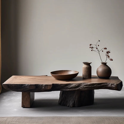 Wabi Stillwind Wood Coffee Table  Solid Antique Modern Living Room Décor