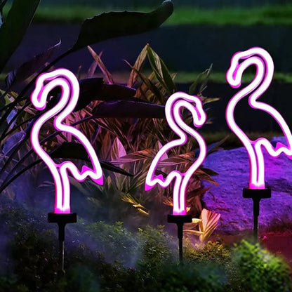 Solar-Powered Flamingo LED Night Light