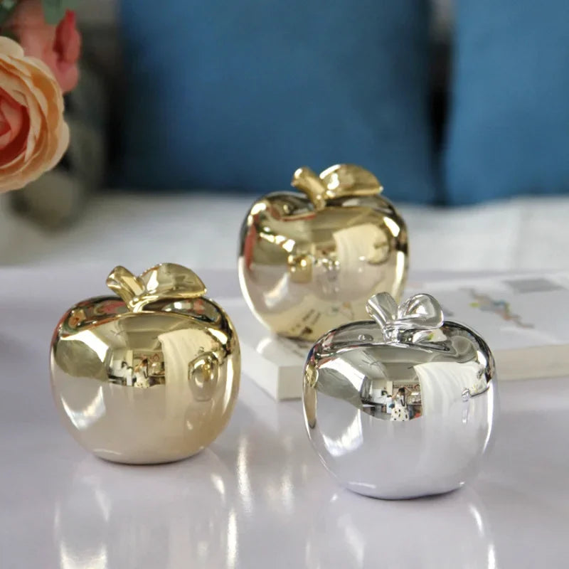 &quot;Close-up of gold-plated apple ornament for modern home decor&quot;