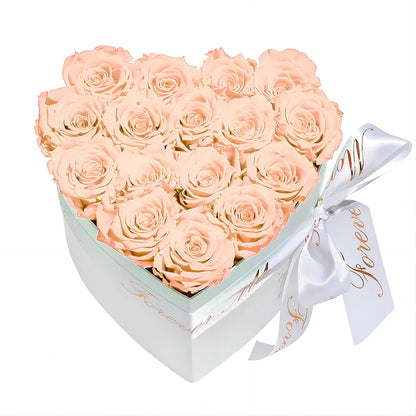 MODFIN heart rose box, beautifully packaged and ready for gifting.