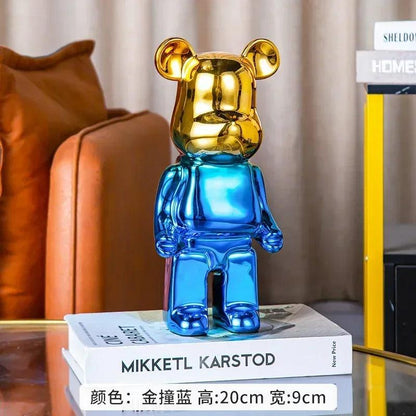 28cm Aesthetic Bear Figurine – Luxury Ceramic Plated Animal Sculpture - In home decor