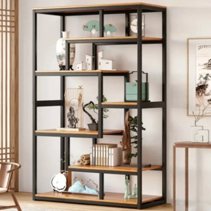 Modern and Minimalist Steel and Wood Partition Storage Combination