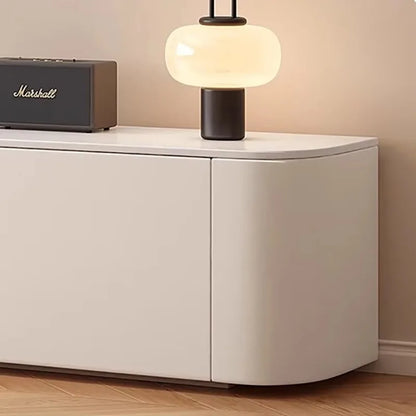 minimalist TV stand with shelves and drawers