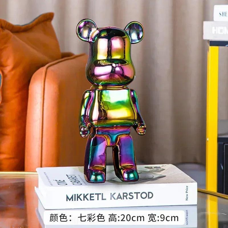 28cm Aesthetic Bear Figurine – Luxury Ceramic Plated Animal Sculpture - In home decor