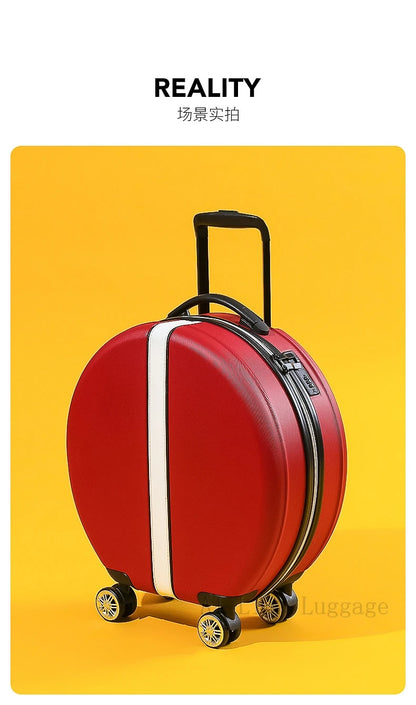 Rounded 18-inch cabin trolley luggage in ABS material with TSA lock.