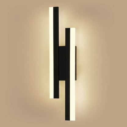 Modern wall lamp with black and white design on a beige background