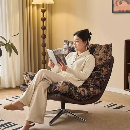 Woman reading a book in a cozy living room