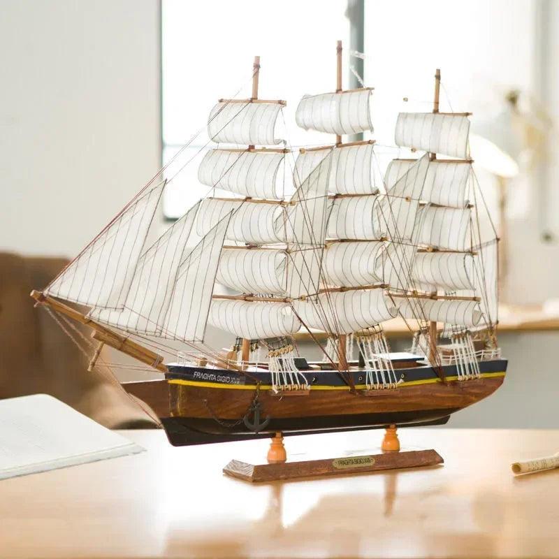 Classic nautical wooden ship model for home interior design