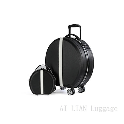 Rounded 18-inch cabin trolley luggage in ABS material with TSA lock.