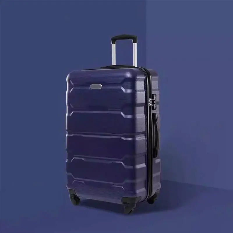 Side view of 4-piece luggage set with aluminum drawbars.