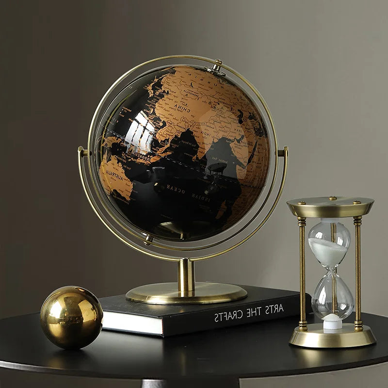 Modern Black and Gold World Globe