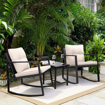 Rocking wicker bistro set for UK patio