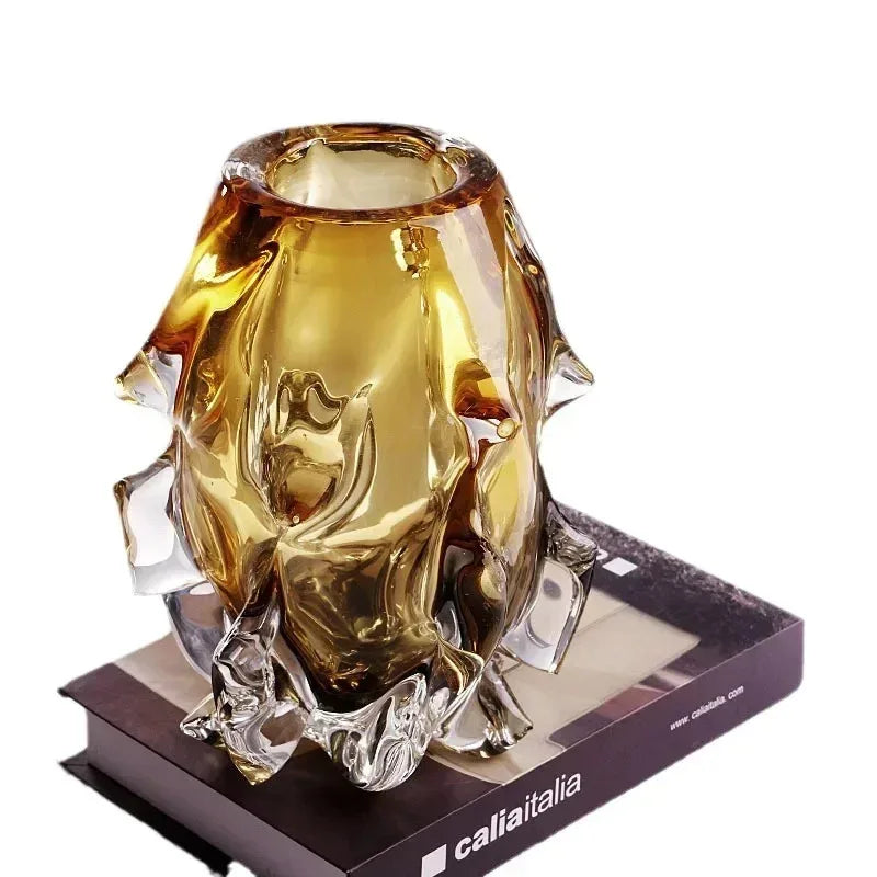Gold and crystal sculpture on a Calia Italia branded stand