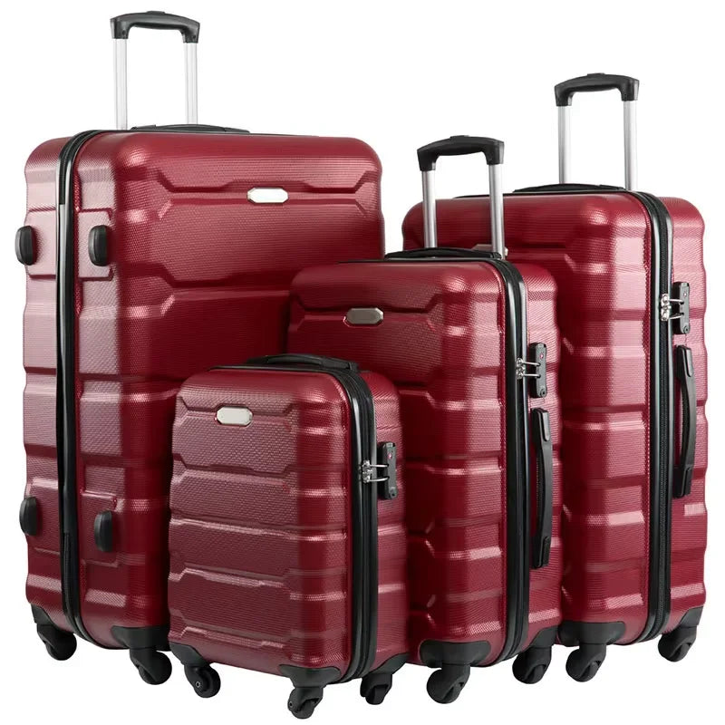 2025 lightweight 4-piece luggage set in ABS+PC material with spinner wheels.