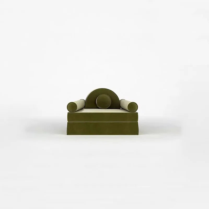 Green chair with white accents on a white background