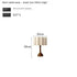 Short table lamp with dimensions on a white background