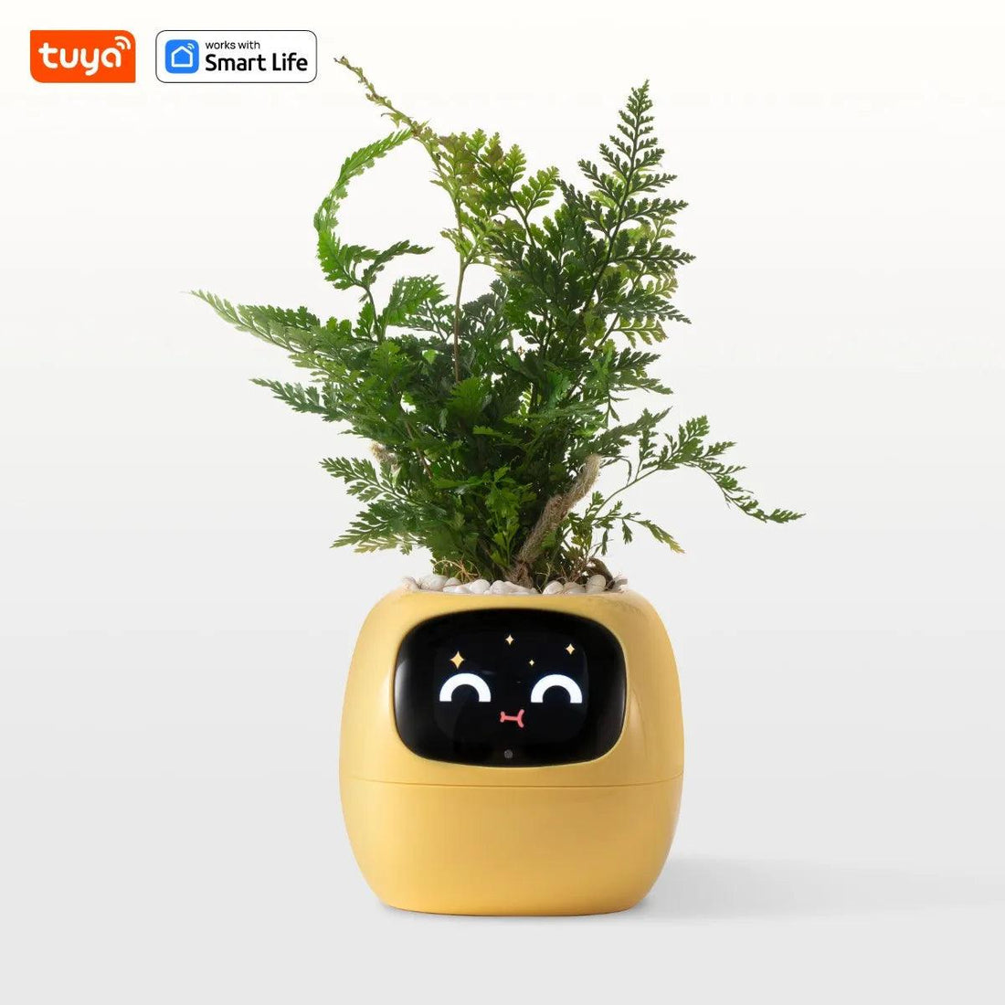 Yellow Tuya Ivy Smart Planter,Endless Fun Over 49 Rich Expressions,7 smart sensors and AI Chips Make Raising Plants Easy and Fun - In home decor