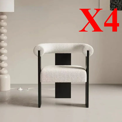 Modern Wooden Armchair for Dining: Comfortable lambskin seat and supportive solid wood handrests.