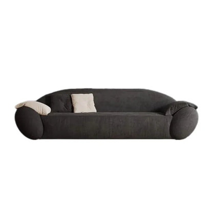 Gray pet bed with a white pillow on a white background
