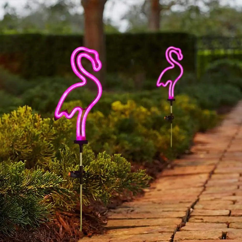 Solar-Powered Flamingo LED Night Light