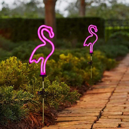 Solar-Powered Flamingo LED Night Light