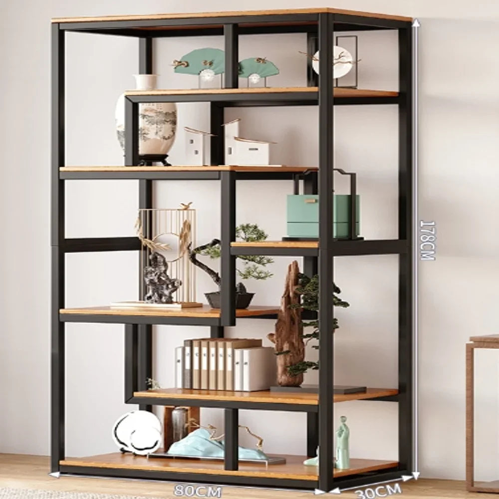 Modern and Minimalist Steel and Wood Partition Storage Combination